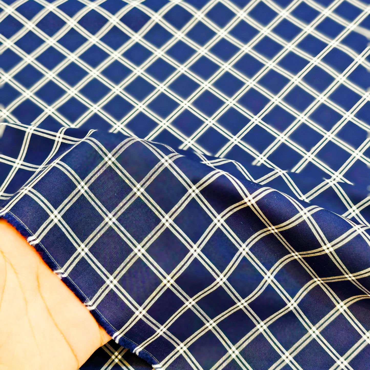 Kriplon Men's Cotton Stretchable Shirting Fabric(Navy).