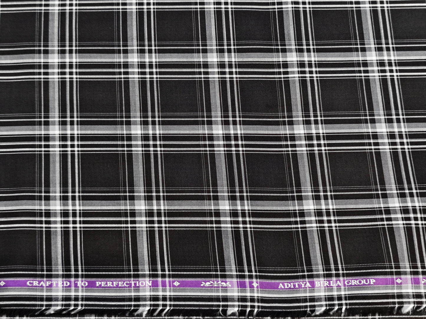 Soktas (Aditya Birla group) Men;s Giza Cotton Check Shirting Fabric(Black).