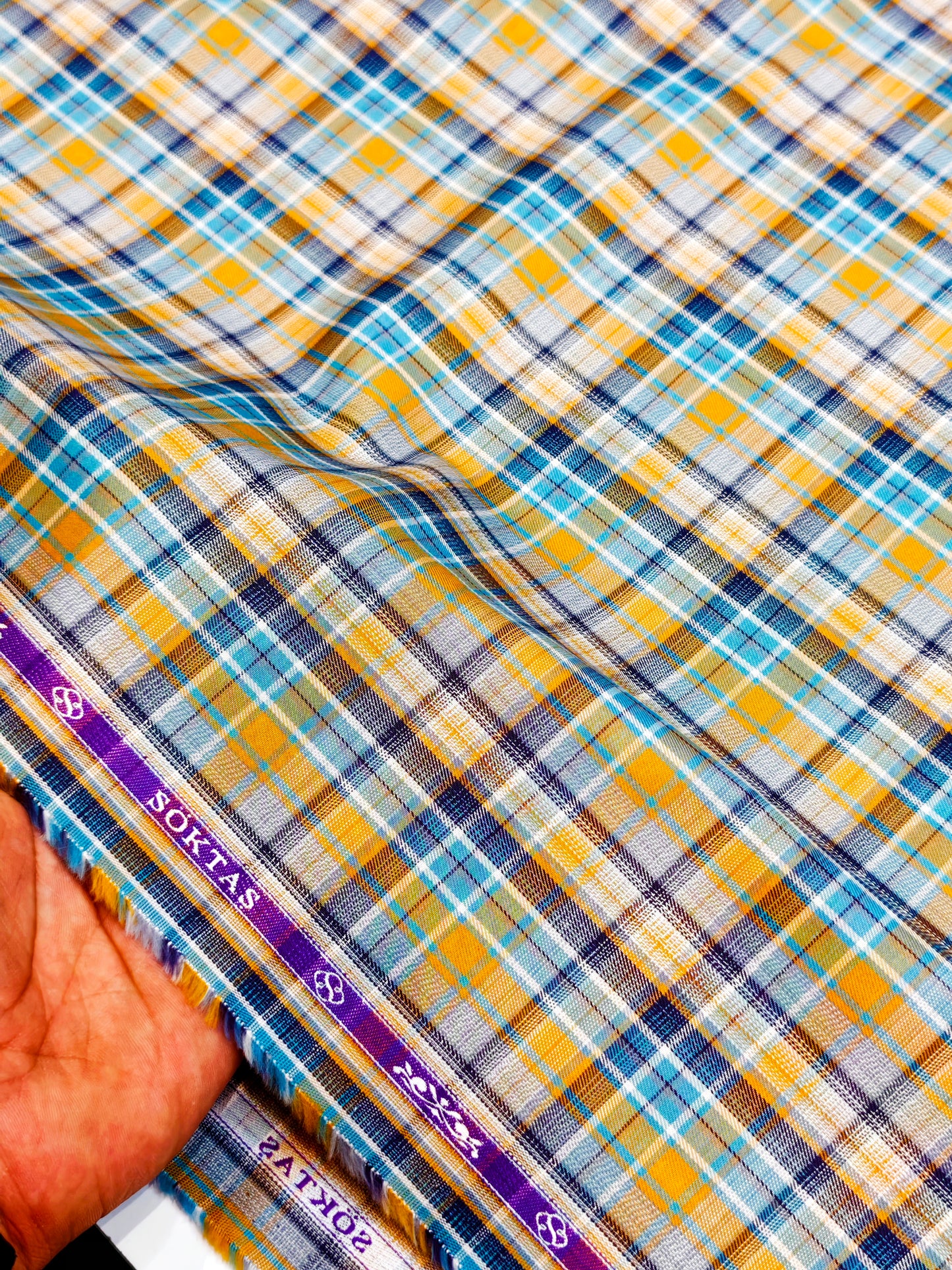 Soktas Men's Egyptian Giza Cotton Unstitched Shirting Fabric(Multicolor)