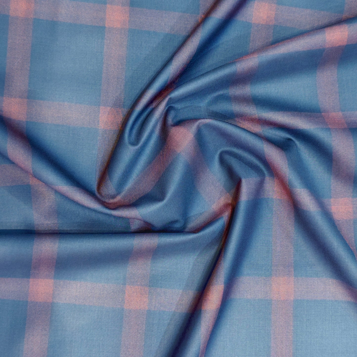 Italian Channel Men’s Terry Rayon Unstitched Check Suiting Fabric (Blue and Wine)