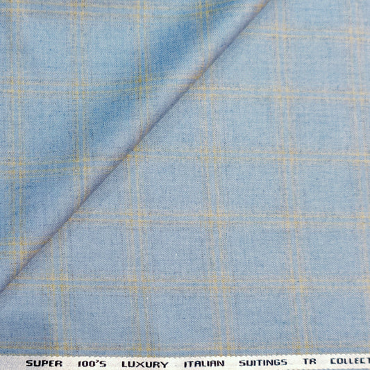 Almonti Men’s Terry Rayon Unstitched Suiting Check Fabric (Cream and Beige)