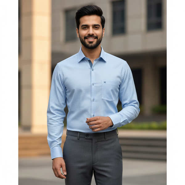 Shirt Fabric ManTire wrinkle Free PC Plain Fill a Fill Colour Light Blue