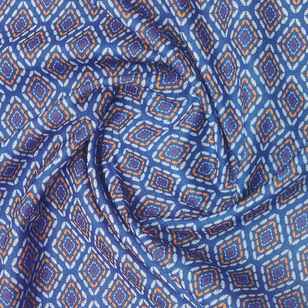 Shirt Fabric ManTire Polyester Viscose Digital Printed Color Aegean Blue