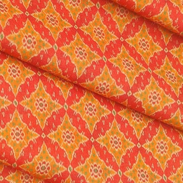 Shirt Fabric ManTire Polyester Viscose Digital Printed Color Candy Red N Light Orange