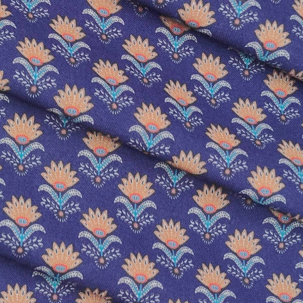 Shirt Fabric ManTire Polyester Viscose Digital Printed Color Patrick Blue