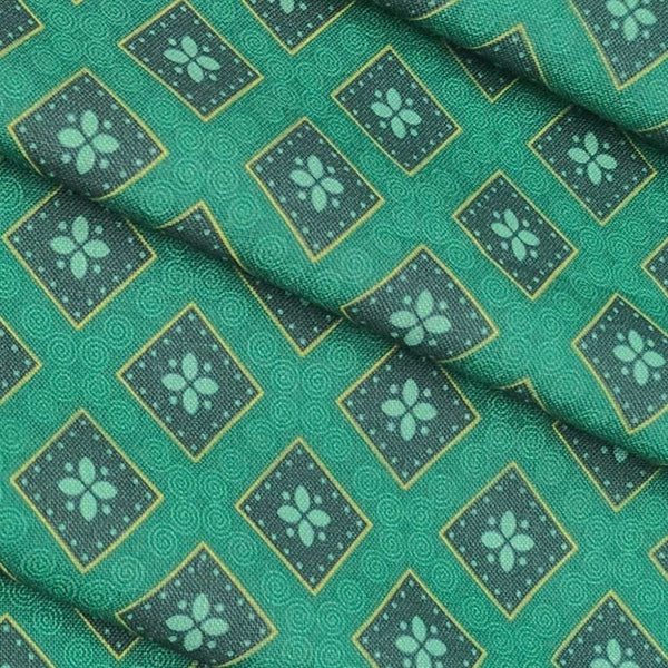 Shirt Fabric ManTire Polyester Viscose Digital Printed Color Bottle Green