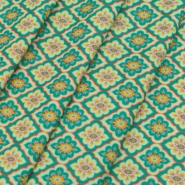 Shirt Fabric ManTire Polyester Viscose Digital Printed Color Teal Green