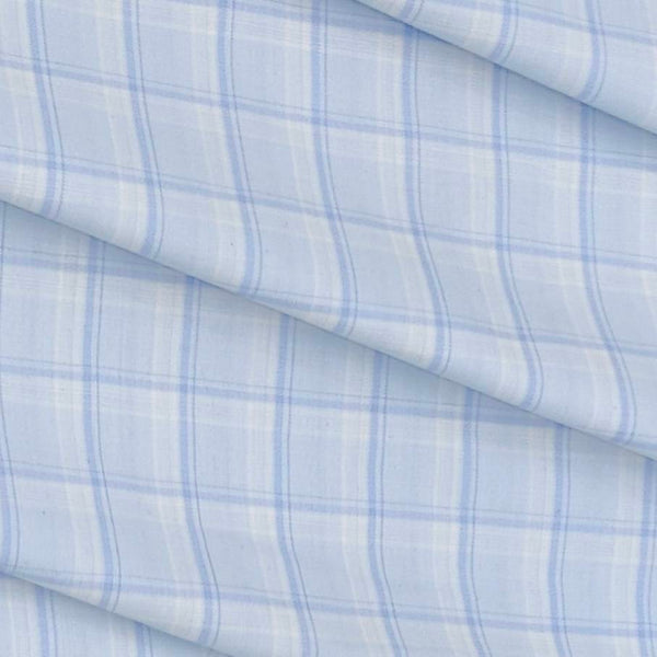 Shirt Fabric Arvind Cotton Blended Check Colour Light Blue