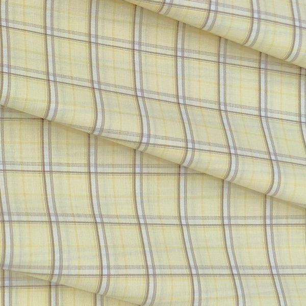 Shirt Fabric Arvind Cotton Blended Check Colour Beige N Cream Brown
