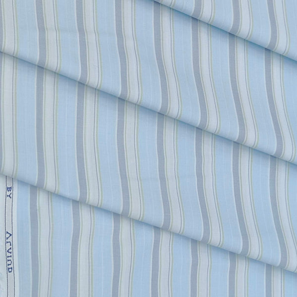 Shirt Fabric Arvind Cotton Blended Formal Lining Colour Sky Blue N Light Green