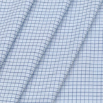 Shirt Fabric ManTire Poly Cotton Wrinkle Free Formal Small Check Colour White N Blue