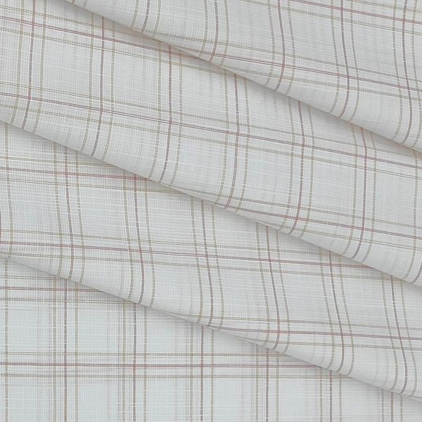 Shirt Fabric Arvind Cotton Blended Check Colour Light Brown N Off White