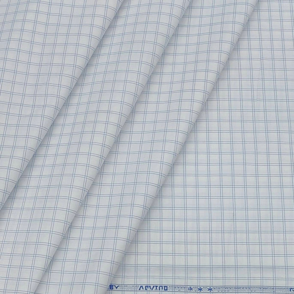 Shirt Fabric Arvind Cotton Blended Check Colour Blue N White