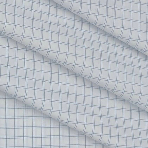 Shirt Fabric Arvind Cotton Blended Check Colour Blue N White