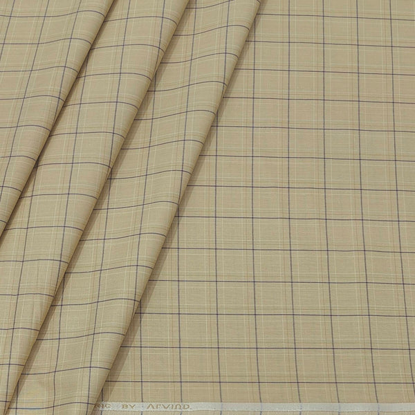 Shirt Fabric Arvind Cotton Blended Check Colour Chamomile Brown