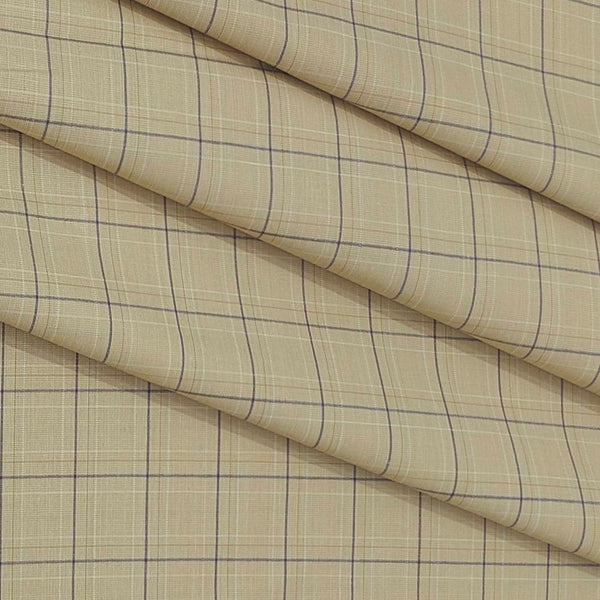 Shirt Fabric Arvind Cotton Blended Check Colour Chamomile Brown