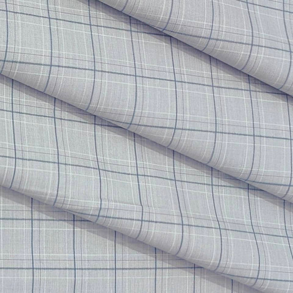 Shirt Fabric Arvind Cotton Blended Broad Check Colour Light Grey