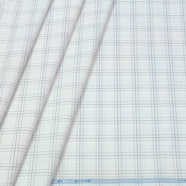 Shirt Fabric Arvind Cotton Blended Broad Check Colour Light Grey N White