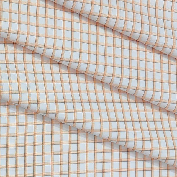 Shirt Fabric Arvind Cotton Blended Check Colour Light Orange,Brown