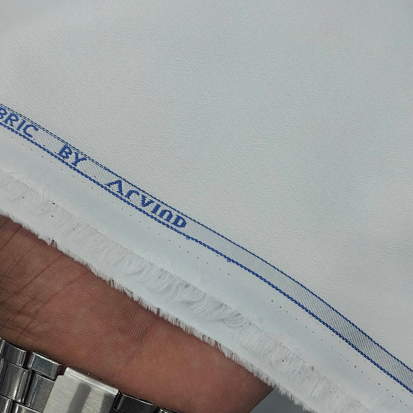 Shirt Fabric Arvind Cotton Blended Dobby Colour White