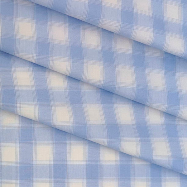 Shirt Fabric Arvind Cotton Blended Check Colour Blue N White
