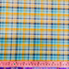 Soktas Giza Cotton Checks Shirting Fabric (Blue & Mustard).