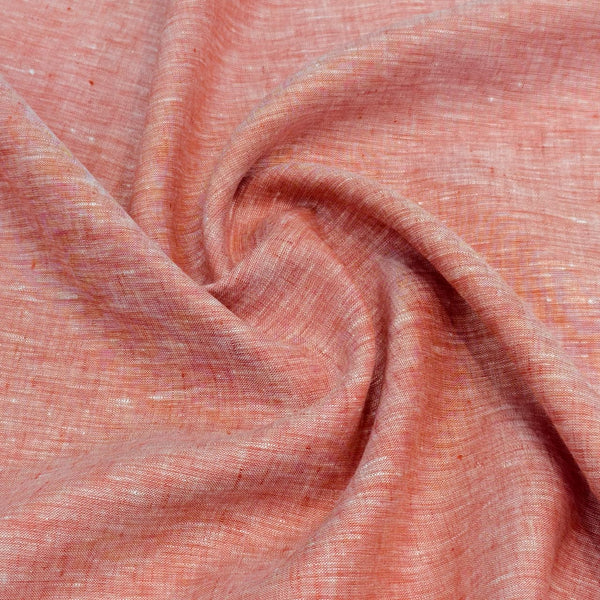 Grado by GBTL Belgium Linen 60 LEA Solid Shirting and Kurta Fabric (Pastel Red).