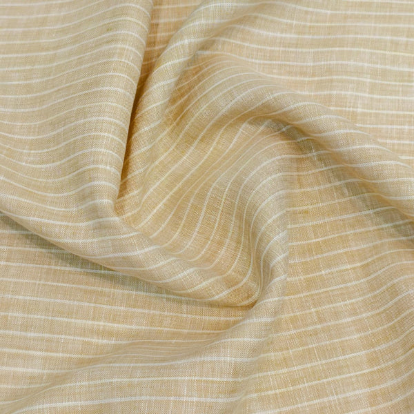 Burgoyne Irish Linen Striped Shirting and Kurta Fabric (Beige).