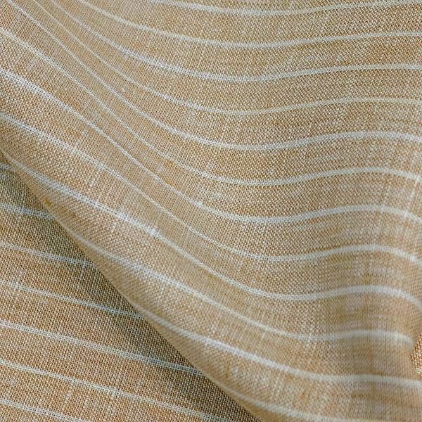 Burgoyne Irish Linen Striped Shirting and Kurta Fabric (Beige).