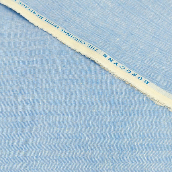 Burgyone 60 LEA Self Striped European Linen Suiting Fabric (Sky Blue).