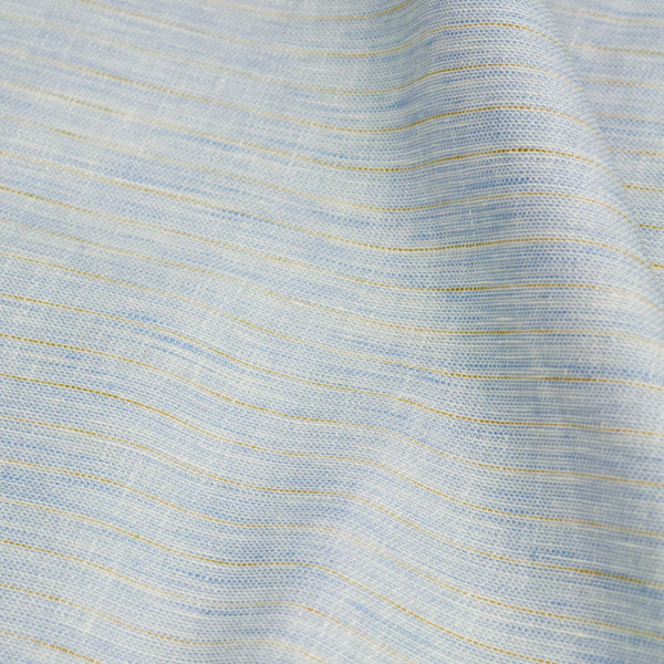 Linen Club 40 LEA Striped European Linen Suiting Fabric (Sky Blue).