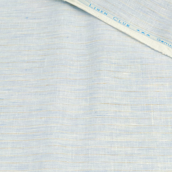 Linen Club 40 LEA Striped European Linen Suiting Fabric (Sky Blue).