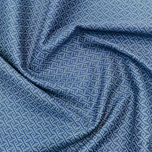 Imported Italy Premium Cotton Printed Shirting Fabric (Navy Blue).