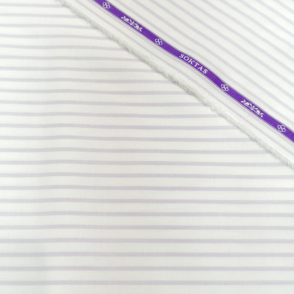 Soktas(Aditya Birla Group) Premium Giza Cotton Striped Shirting Fabric (White and Lavender).