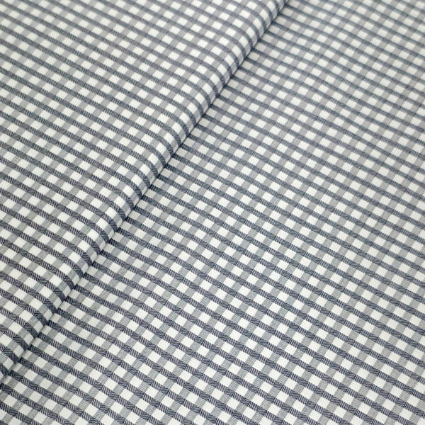 Tessitura Monti India Giza Cotton Checks Shirting Fabric (White and Grey).