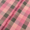 Soktas Giza Cotton Checks Shirting Fabric (Pink and Olive)