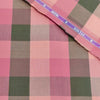 Soktas Giza Cotton Checks Shirting Fabric (Pink and Olive)