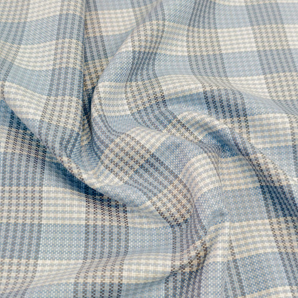Ferriccio Dietlo Giza Cotton Checks Shirting Fabric (Blue and Grey)