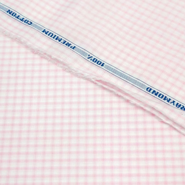 Raymond Cotton Checks Shirting Fabric (Pink)