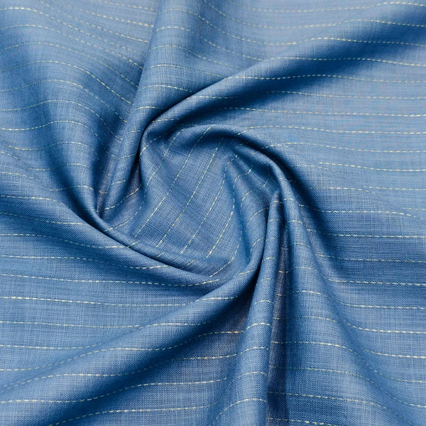 Solino 100% Cotton Striped Shirting and Kurta Fabric (Powder Blue).