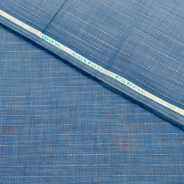 Solino 100% Cotton Striped Shirting and Kurta Fabric (Powder Blue).
