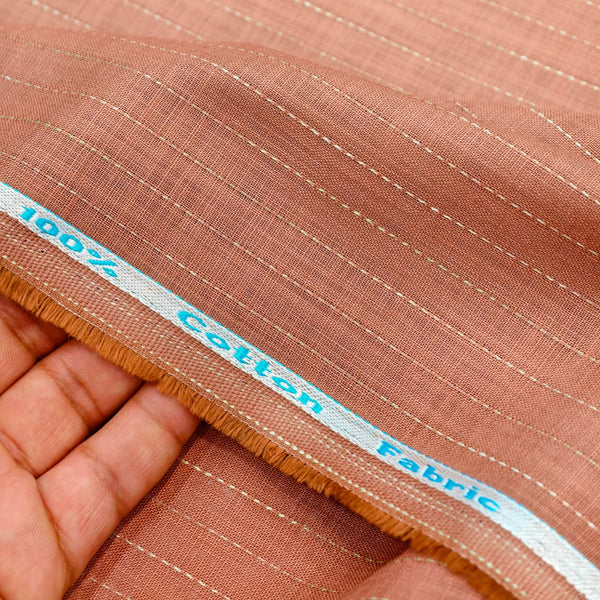 Solino 100% Cotton Striped Shirting and Kurta Fabric (Copper)