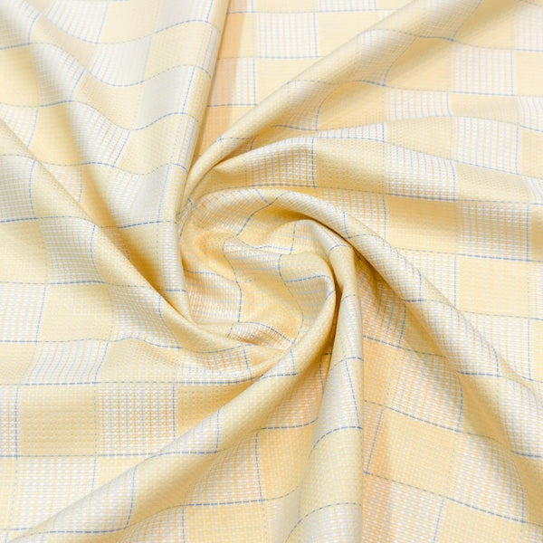 Soktas Giza Cotton Checks Shirting Fabric (Yellow)
