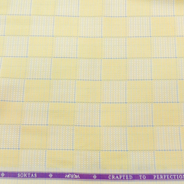 Soktas Giza Cotton Checks Shirting Fabric (Yellow)