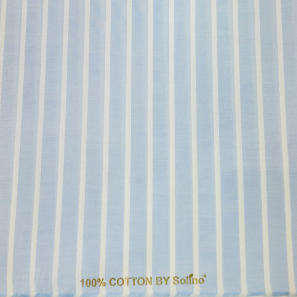 Solino 100% Cotton Horizontal Stripes Shirting Fabric (Sky Blue)