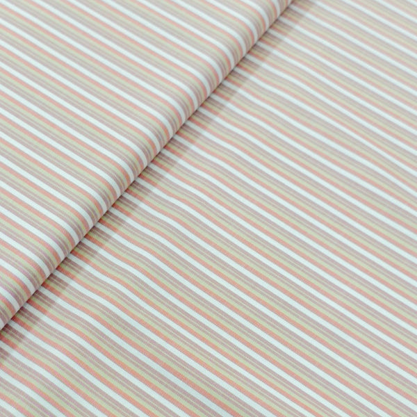 Soktas Giza Cotton Striped Shirting Fabric (Pink, Olive and Onion)