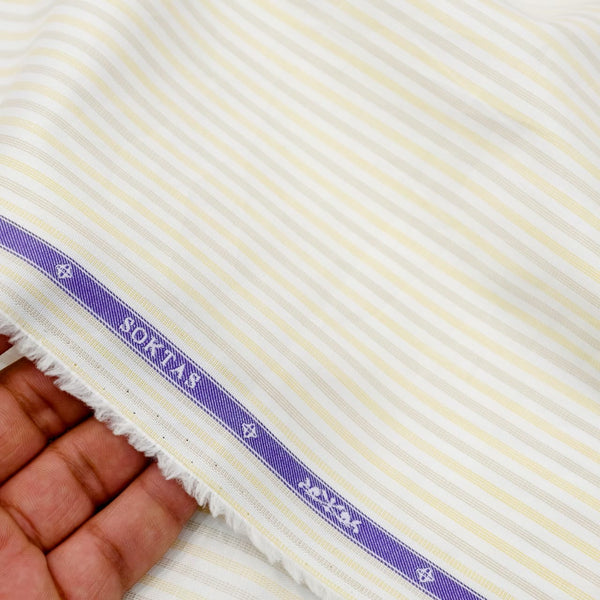 Soktas Giza Cotton Striped Shirting Fabric (Yellow)