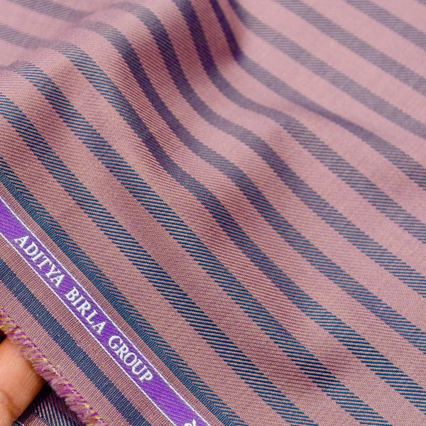 Soktas Giza Cotton Striped Shirting Fabric (Onion)