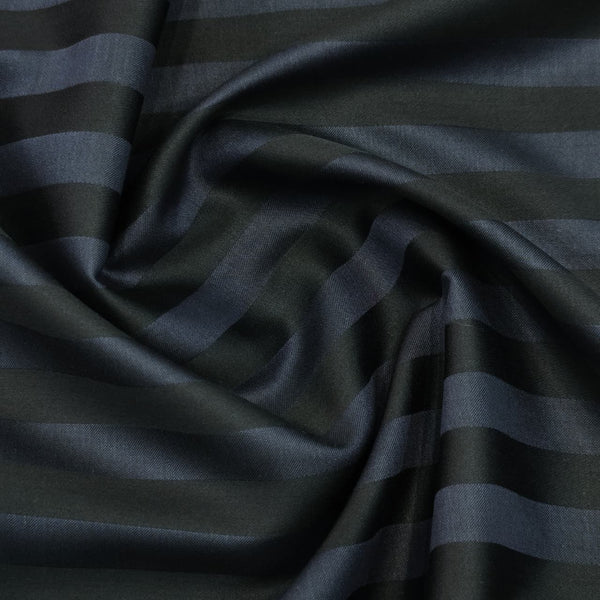 Soktas Giza Cotton Striped Shirting Fabric (Black and Navy)