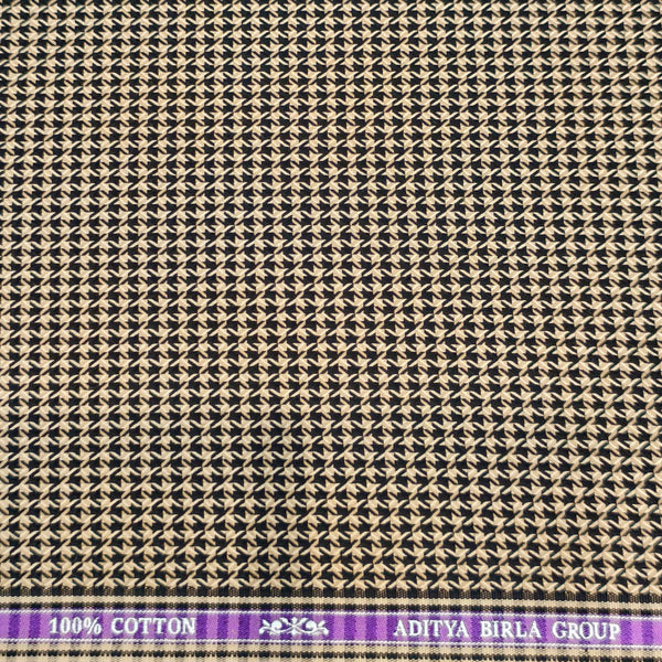 Soktas Giza Cotton Dobby Shirting Fabric (Mustard and Black)